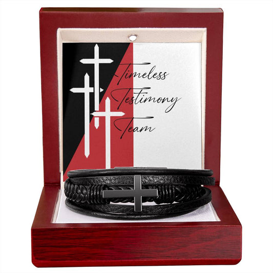 Christian Alexander Men's Cross Leather Bracelet - Strength and Faith Combined