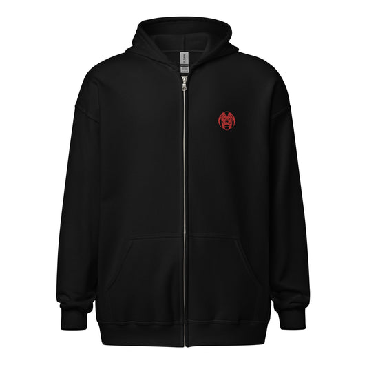 Lion Heart Embroidered Zip Script Hoodie