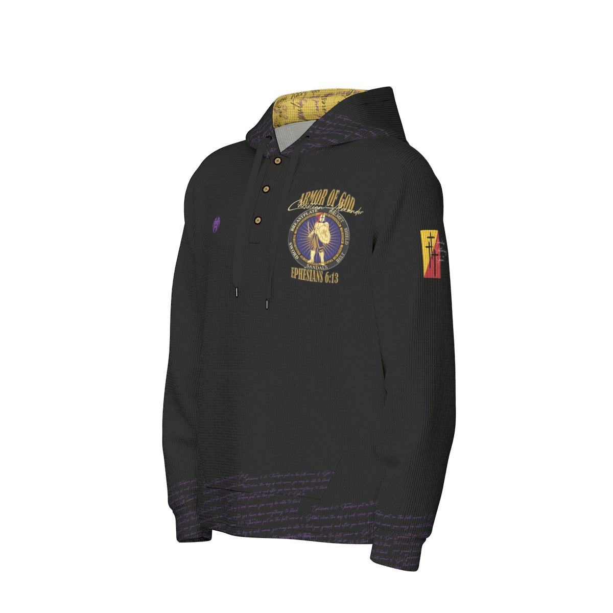 Refined Warmth: Christian Alexander's Armor of God Men's Half  Button Hoodie